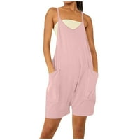 Jumpsuits za žene Ležerne prilike bez rukava Rooms okrugli izrez udobne kombinezone hlače šorc Zkupne dame hlače ružičasta 2xl