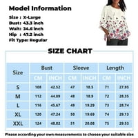 Umitay Ženski bluze Dressy Casual Women Ljeto pamučno posteljina Thirt Tisak labavog fit bluza Sedam četvrtine rukava Vintage Crewneck Plus size