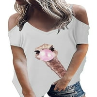 Ženska životinjsku printu hladnu ramena majica Ljetna casual bluza vrhovi