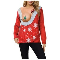 FIMKAUL ženske dukseve zimske jeseni dugih rukava casual vrhovi božićne modne tople ispis bluza pulover
