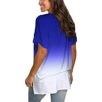 Ženska modna štampa ležerna gradijent V-izrez kratki rukav labav majica vrhovi zimske odjeće za žene