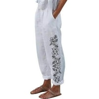 Ležerni džepovi od bijelog znaka elastične struke čvrste hlače labave pantalone duge pantalone