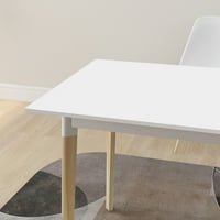 Moderni trpezarijski stol kuhinjski stol pravokutni vrh sa čvrstim drvenim nogama-bijelom