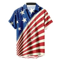 Košulje od 4. jula za muškarce Američka zastava Štampanje kratkih rukava Kuglanje Kuglanje Ležerne tipke