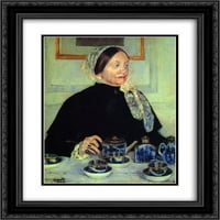 Mary Cassatt matted crnarna ukrašena uokvirena umjetnička štampa 'dama na čajnom stolu'