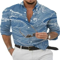 HAITE MAN Ljetni košulja rever za bluza za vrat dugih rukava majica MENS majica s majicama down tee stil-p xl