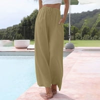 Tking modne ženske ljetne hlače za noge Ležerne prilike labave elastične struke posteljine sa džepovima