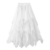 Žene Midi suknje Spring Elastična ženska mreža Puna suknja A-line kolor struka Duga suknja High suknja