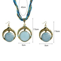 Jiaroswwei set Bohemian Jedinstvene rezbarene okrugle minđuše ogrlice set multilayer perle lanac privjesak ogrlica nakita nakita
