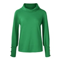Majica Fabiart za žene Žene Henley t majice s dugim rukavima Slim Fit vrhovi scoop vrat rebrastih košulja, zelena