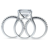 Sterling Silver East-West Wedwement Angažman prstenovi kubični cirkonij CZ SOLITAIRE Prsten set za žene, rodijumske veličine 4