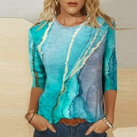 Hinvhai Clearence ženska tiskana plus veličina majica Srednja rukava rukava za bluzu Green 10