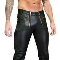 Tuscom muške modne ležerne velike veličine kožne hlače sa zatvaračem velike veličine kožne hlače pantalone