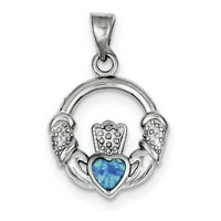 Sterling srebrni plavi inlaj stvorio je Opal Irish Claddagh Privjesak