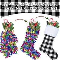 18 Knit Božićne čarape sa oznakama imena, veliki kablovski Xmas Čarape Slonovače bijele boje, božićne