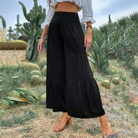Smanjite HFYIHGF široke palazske pantalone za žene pamučne posteljine ležerne kože nagnute visoke strukske ruffle closety bahats bahatske plaže