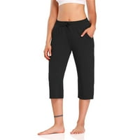 Enquiret ženske rešetke visokog struka pantalone Yoga hlače sa džepovima crtežnica casual gamaše čvrstog