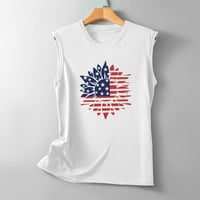 Patriotske majice za žene okrugli vrat rezervoarski vrhovi obični prsluk vrhovi bez rukava SAD 4. jula