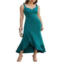 Grianlook Ženska haljina Split duge maxi haljine bez rukava večernje haljine dame boemian kaftan v izrez zeleni l