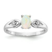 Real 14kt bijelo zlato Opal i dijamantska prstena veličine: 7; za odrasle i tinejdžere; Za žene i muškarce