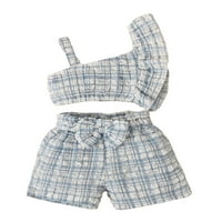 Bagilaanoe Toddler Baby Girl Hratke hlače bez rukava bez ramena prsluk + kratke hlače 3T 4T 5T ljetni ispis ispisa