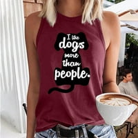 Ženski obični prsluk odozgo ljubimac ljubimac ljubimac majica odjeću ljetni trendi okruglih majica za izrez za pse tiskane majice, srušeno, s