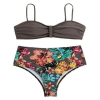 Luxplum dame plivaju bikini setovi dva kupaće kostimu cvjetni print kupaći kostir bez rukava bez rukava