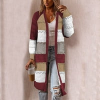 Klintni vrhovi za žene Cardigan Comfy stilski šivanje džemper dugih rukava Casual dugačak kardigan džemperi