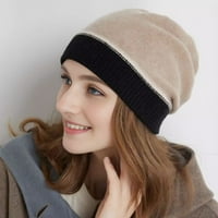 Vnanda Ženska pletena kapa Ženska zimska pletena hat vrećica kontrastna boja elastična anti-klizanje