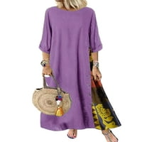 Prednjeg swalk-a Crew Cret Bohemian kaftan haljina dame rukav za odmor dugi haljina Vintage kontrast boja maxi haljina