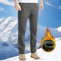 Little House Big Muške Ležerne prilike tople solidne vjetroottne hlače za hlače za plišane džepove pantalone