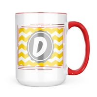 Neonblond monograma D žuta siva Chevron krila poklon za ljubitelje čaja za kafu