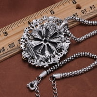 Gunmetal Tone Siva kristal Rhinestones Cameo Lady Victorian Maiden Privjesak ogrlica