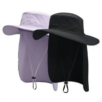 Široki rub sunčani šešir sa zaklopkom iz vrata, UPF 50+ planinarski safari ribolovne kape za muškarce i žene-ljubičaste