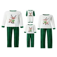 Gwiyeopda Christmas pidžama za porodični crtić s dugim rukavima DEER Print Tors + Plaid hlače