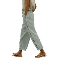 Palazzo pantalone za žene casual visoke struine kratke kapri sa džepovima široka noga obrezana siva
