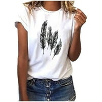 Žene Ljetni vrhovi labavi fit u prodaji Modni ženski kratki rukav majica za majice Peather Print Casual Top Tee bluza