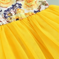 Dječji dečji dečji haljina ruffle flyne rukave cvjetni štampe za patchwork mrežne haljine za partne