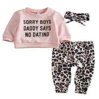 Gupgi novorođenče Djeca djece Izvinite momci Tatedy Top Majica Leopard hlače Outfit Set outfit