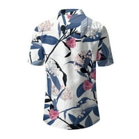 Blousess za žene Poslovni vintage cvjetni print Dressy bluza V izrez kratki rukav na vrhu labavog ležernog gumba niz košulje s džepom za posao, bijeli l