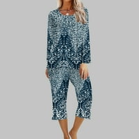 Oieyuz Lounge Outfits za ženske ležerne labave pulover tiskane sakrivene hlače pidžama