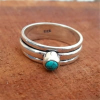Vintage Silver Tirquoises Prstenovi za žene Jednostavna boho tibetanska etnička plava kamena smola prstena za prsten za prsten nakit nakita