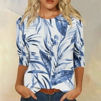 Vivianyo HD s dugim rukavima za žene čišćenje Ženska modna tiskana majica rukava bluza Okrugli vrat Ležerne prilike Rollbacs Blue