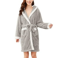 Flannel pidžami Ženski kapuljač s kapuljačom lagana toplo plišana duga flanela za spavanje s kapuljačom
