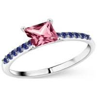 Gem kamen kralj 10k bijeli zlatni prsten sa ružičastim Topazom i plavom bojom stvorili su safir