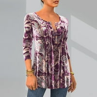 Ženska modna ležerna štampana pulover s dugim rukavima Top Fragarn XL