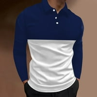 Aaimomet MENS Polo majice modna šivanja boja kontrast kontrast dizajn rever dugme dugi rukavi