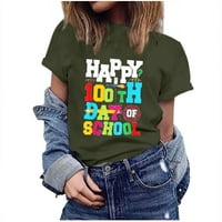 Gaecuw majice za žene Bluze s kratkim rukavima The Regularni fit pulover majice Majice Happy 100th školski