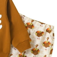 Dječačka odjeća Topli kaput Toddler Girls Dan zahvalnosti Zimske dugih rukava Pismo Ispis puretine purene hlače Outfits Set odjeće