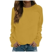 Yubatuo ženska ležerna modna čvrsto pulover s dugim rukavima, dukserica za žene za žene žuti s